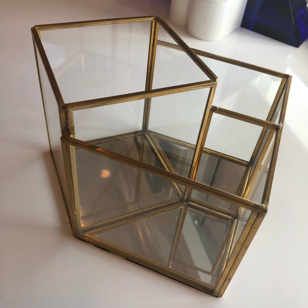 Gold makeup brush Holder
